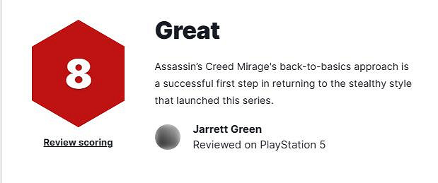 《刺客教條:幻景》媒體評分出爐:IGN8分GS給6分 《刺客教條:幻景》媒體評分出爐:IGN8分GS給6分