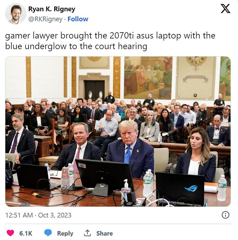 川普私人女律師攜遊戲筆電出席庭審引發關注