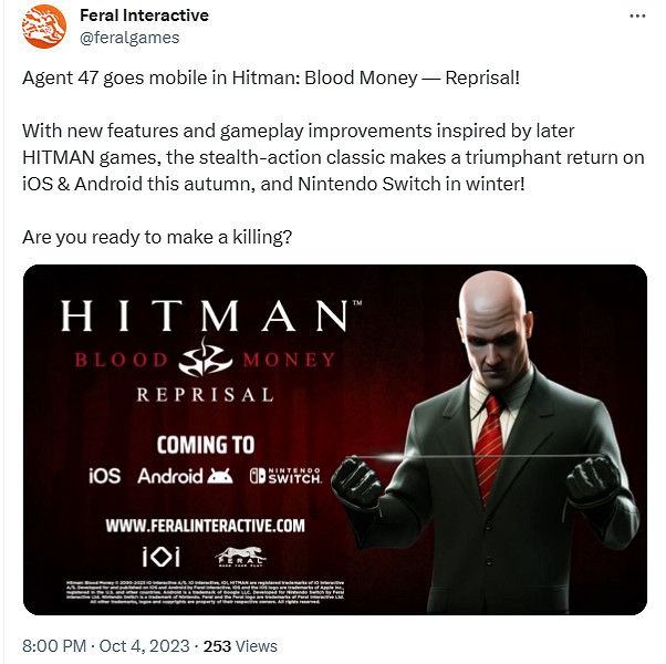 《殺手:血錢-報複》公布!秋季登陸手機端 冬季登陸Switch 《殺手:血錢-報複》公布!秋季登陸手機端 冬季登陸Switch