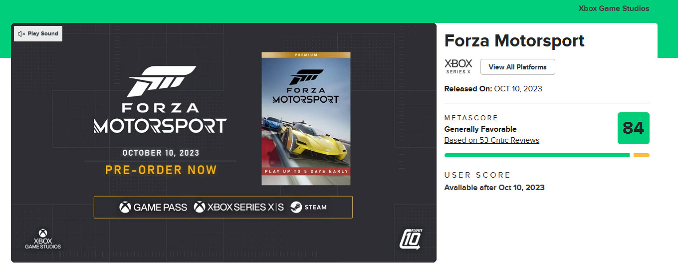 《極限競速》全球媒體評分解禁！M站均分84 IGN 8分