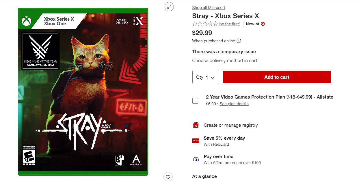 22年TGA最佳獨立遊戲《Stray》Xbox實體版11月7日上市