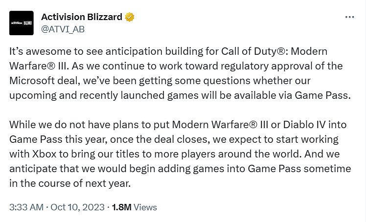 早報：動視暴雪遊戲24年進 Xbox Game Pass (XGP)  + Unity CEO卸任