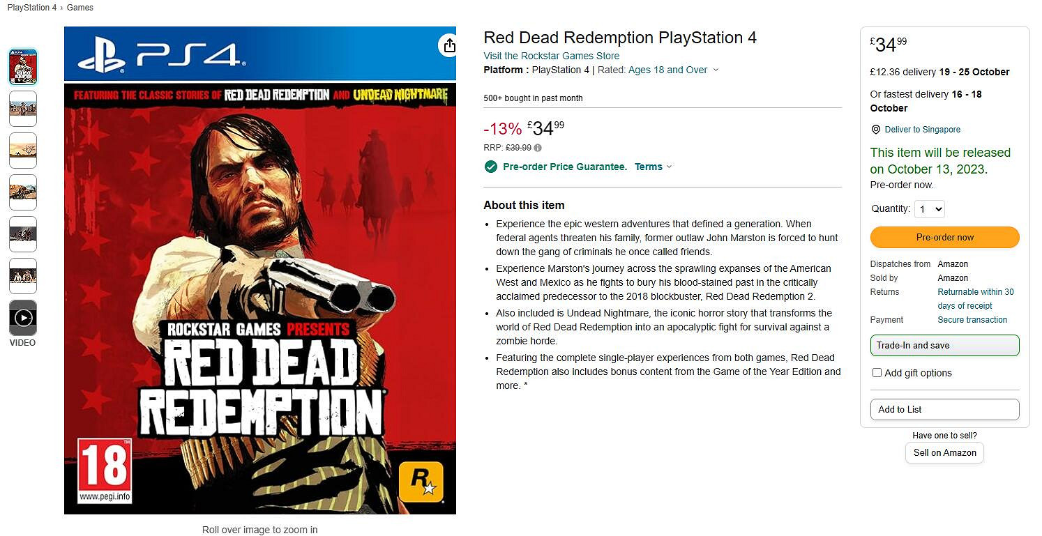 《荒野大鏢客》PS4和NS實體版開啟預購 10月13日發售 《荒野大鏢客》PS4和NS實體版開啟預購 10月13日發售