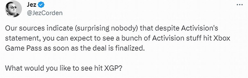 曝微軟收購動視暴雪後 一大堆遊戲就會加入 Xbox Game Pass (XGP) 曝微軟收購動視暴雪後 一大堆遊戲就會加入 Xbox Game Pass (XGP)