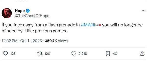 曝《現代戰爭3》將來有可能對閃光手榴彈的機制進行重大改動 曝《現代戰爭3》將來有可能對閃光手榴彈的機制進行重大改動