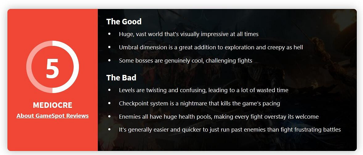 首發翻車?《墮落之主》GameSpot評分出爐:僅有5分! 首發翻車?《墮落之主》GameSpot評分出爐:僅有5分!