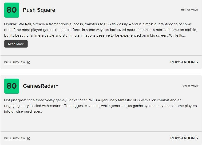 完美的移植!PS5版《星穹鐵道》M站媒體給予高分評價 完美的移植!PS5版《星穹鐵道》M站媒體給予高分評價