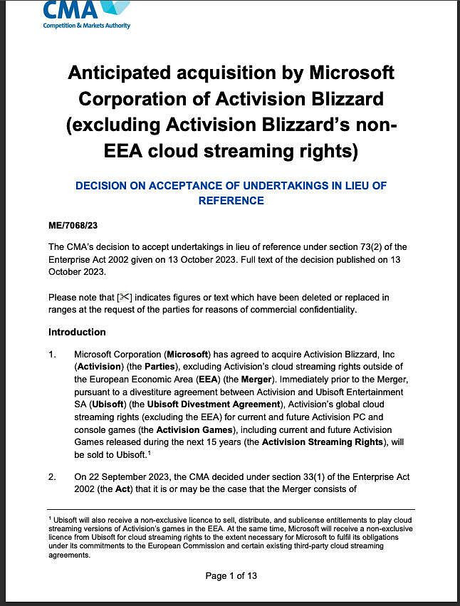 微軟讓步:將動視雲遊戲的版權出售給育碧 避免壟斷 微軟讓步:將動視雲遊戲的版權出售給育碧 避免壟斷