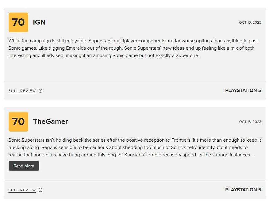 《索尼克：超級巨星》媒體評分解禁 M站75分 很有潛力