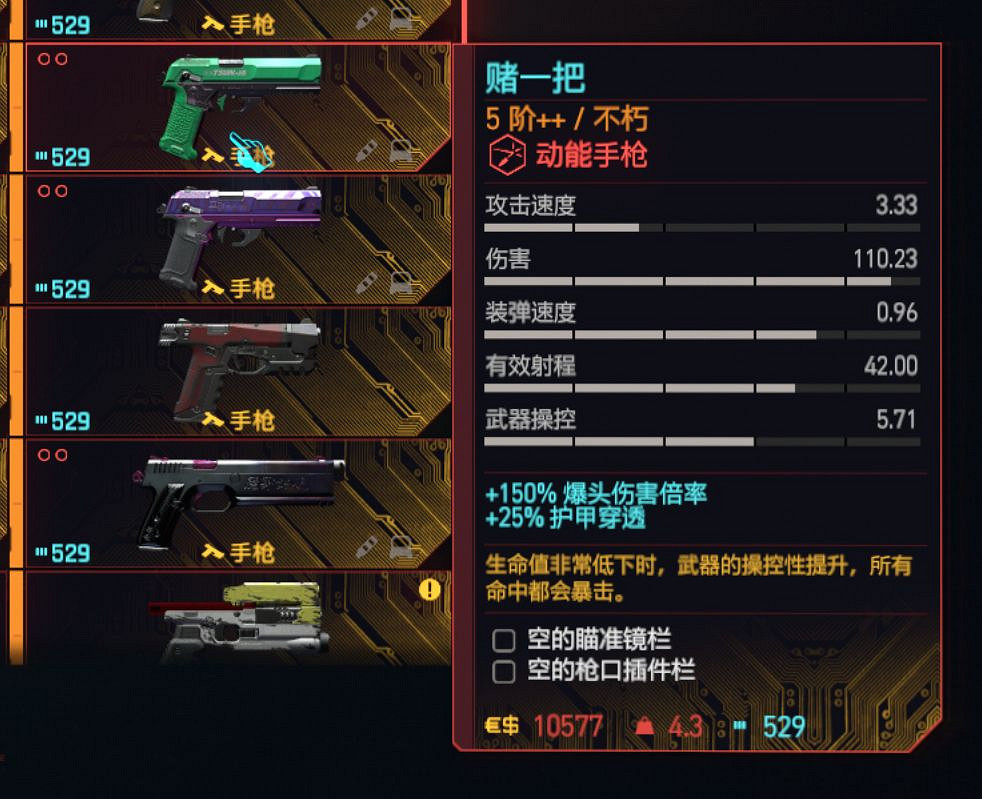 《電馭叛客2077》動能手槍個人向排行一覽 《電馭叛客2077》動能手槍個人向排行一覽