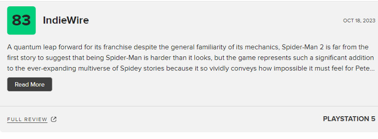 評分略微降低!《漫威蜘蛛人2》M站綜合評分降低至90分 評分略微降低!《漫威蜘蛛人2》M站綜合評分降低至90分