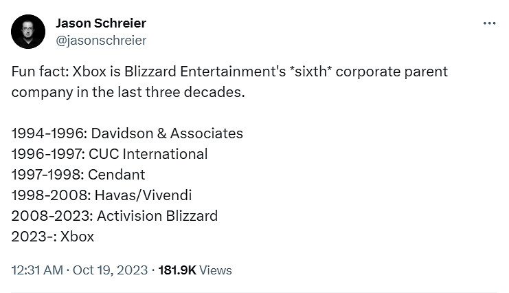 暴雪近30年裡換了6家母公司!微軟是其最強“主人” 暴雪近30年裡換了6家母公司!微軟是其最強“主人”