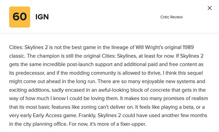 《大都會:天際2》IGN 6分:半成品 像沒裝修好的房子 《大都會:天際2》IGN 6分:半成品 像沒裝修好的房子