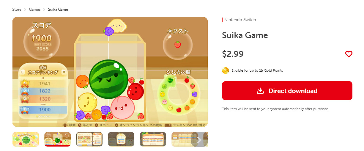 火向全球？日本爆火的《西瓜遊戲》現已上線Switch美服