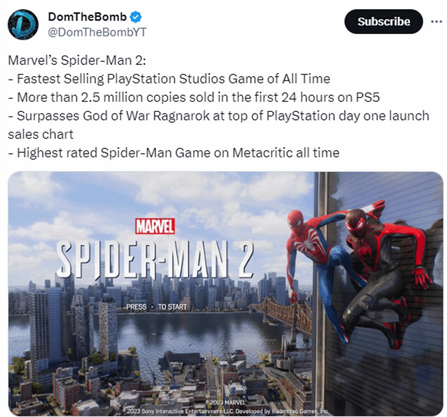 博主總結《蜘蛛人2》所創多項紀錄：含PS史上最暢銷等