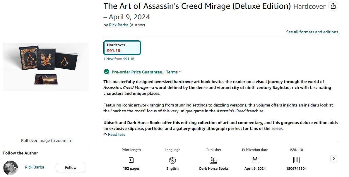 《刺客教條：幻景》藝術集開啟預訂 售價為99.99美元