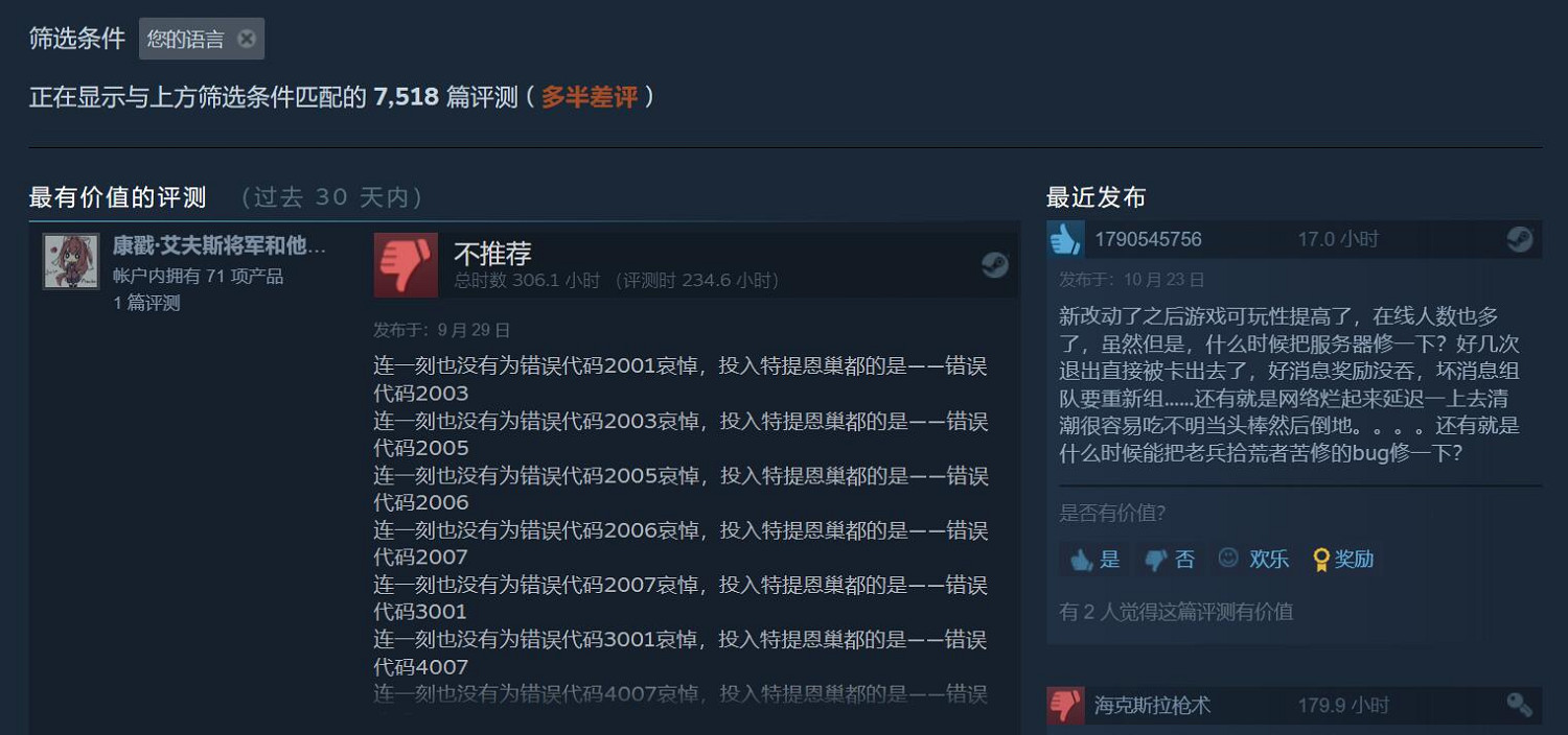 《戰鎚40K：暗潮》近期Steam評價已變為“特別好評”