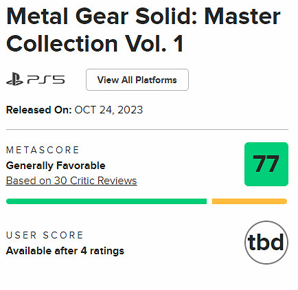 《潛龍諜影:大師合集》M站77分:玩過的就不要買了 《潛龍諜影:大師合集》M站77分:玩過的就不要買了