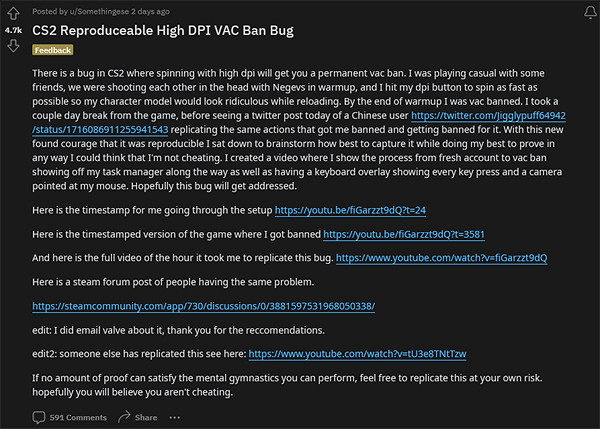 太離譜了!《反恐精英2》高DPI轉圈竟會導致被VAC封禁 太離譜了!《反恐精英2》高DPI轉圈竟會導致被VAC封禁