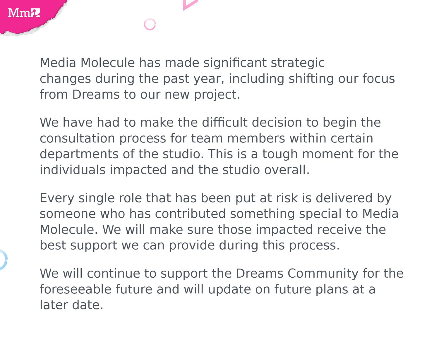 索尼第一方工作室Media Molecule面臨困境 或裁員20% 索尼第一方工作室Media Molecule面臨困境 或裁員20%