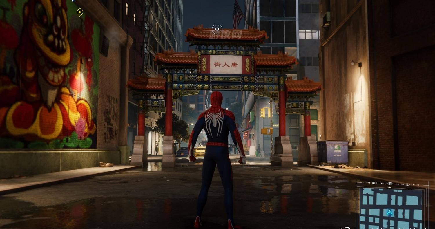 《漫威蜘蛛人2》BUG：唐人街門牌上的字居然是反的