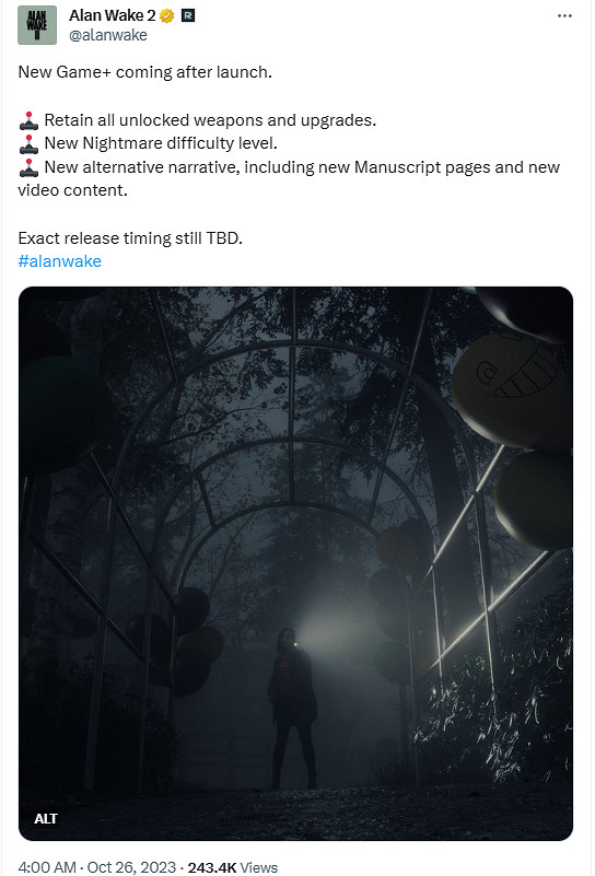 《心靈殺手2》有三種難度！新遊戲+將在發售之後更新