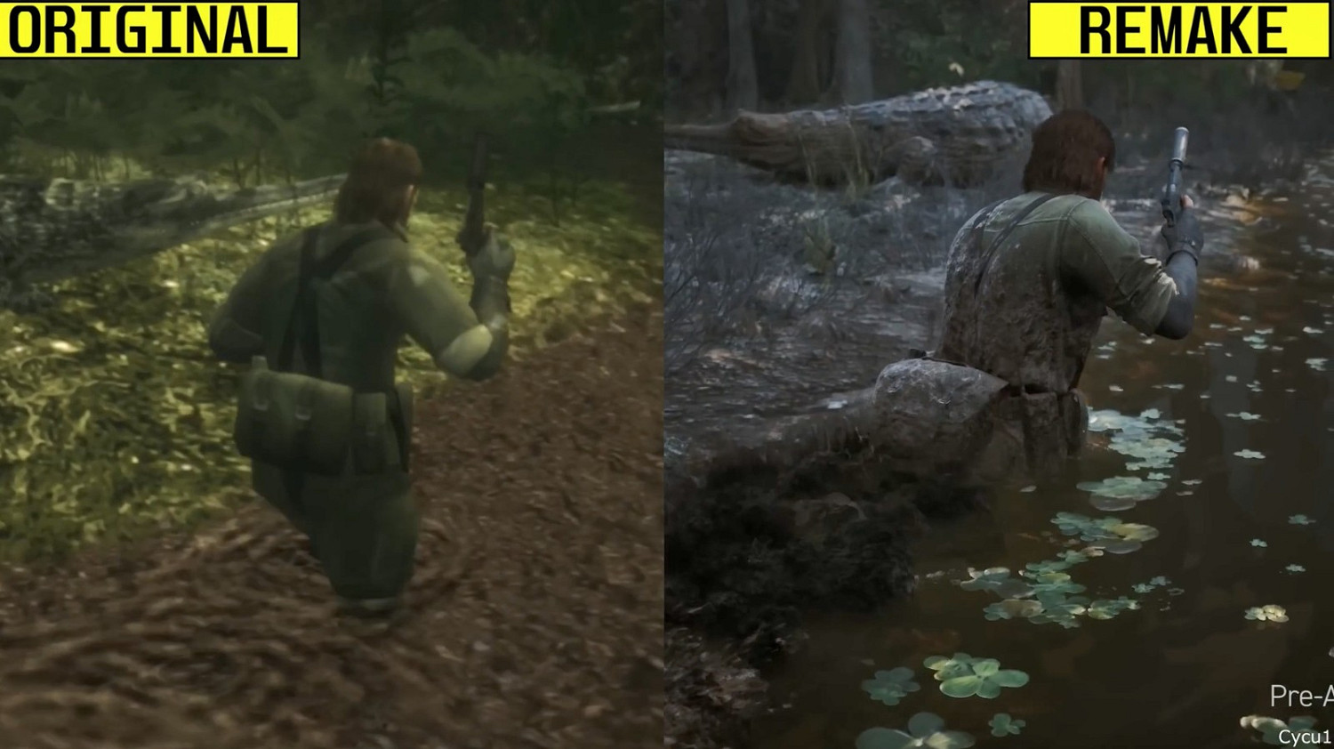 《潛龍諜影Δ：食蛇者》和《潛龍諜影3》畫面對比