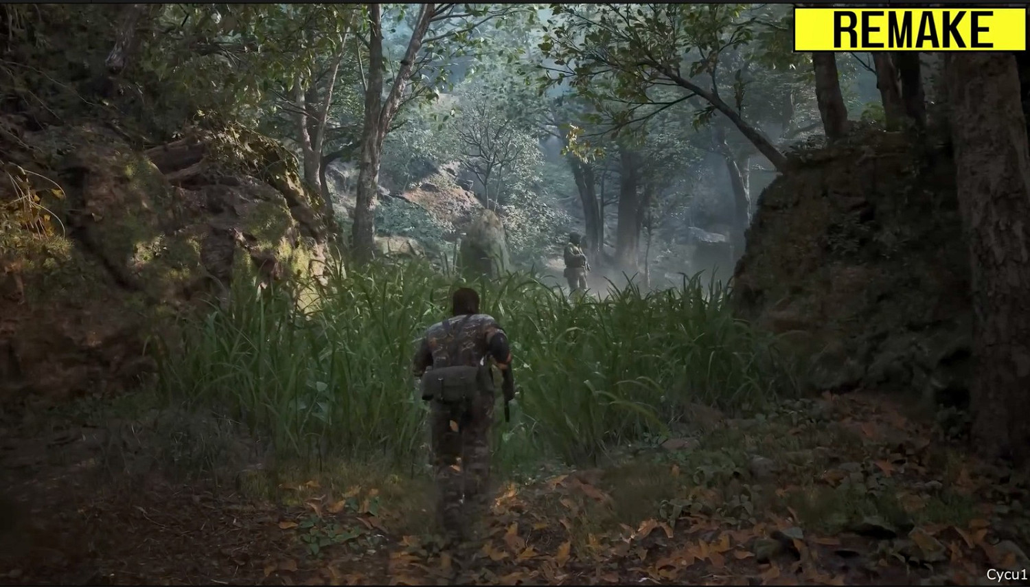 《潛龍諜影Δ：食蛇者》和《潛龍諜影3》畫面對比