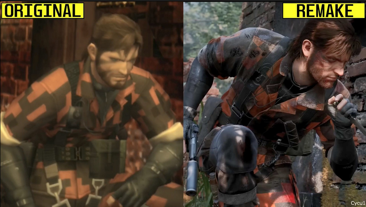 《潛龍諜影Δ：食蛇者》和《潛龍諜影3》畫面對比