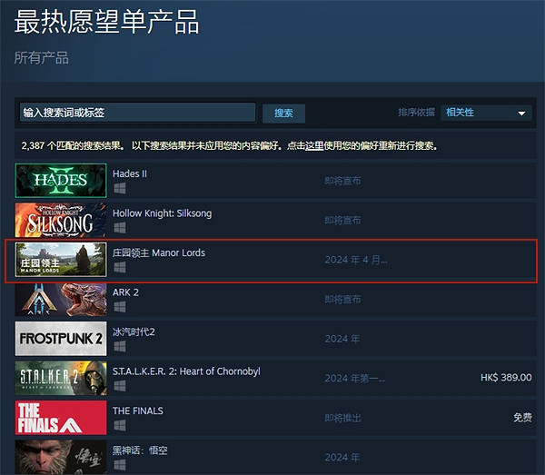 Steam願望單前三名遊戲《莊園領主》終於公布發售日! Steam願望單前三名遊戲《莊園領主》終於公布發售日!