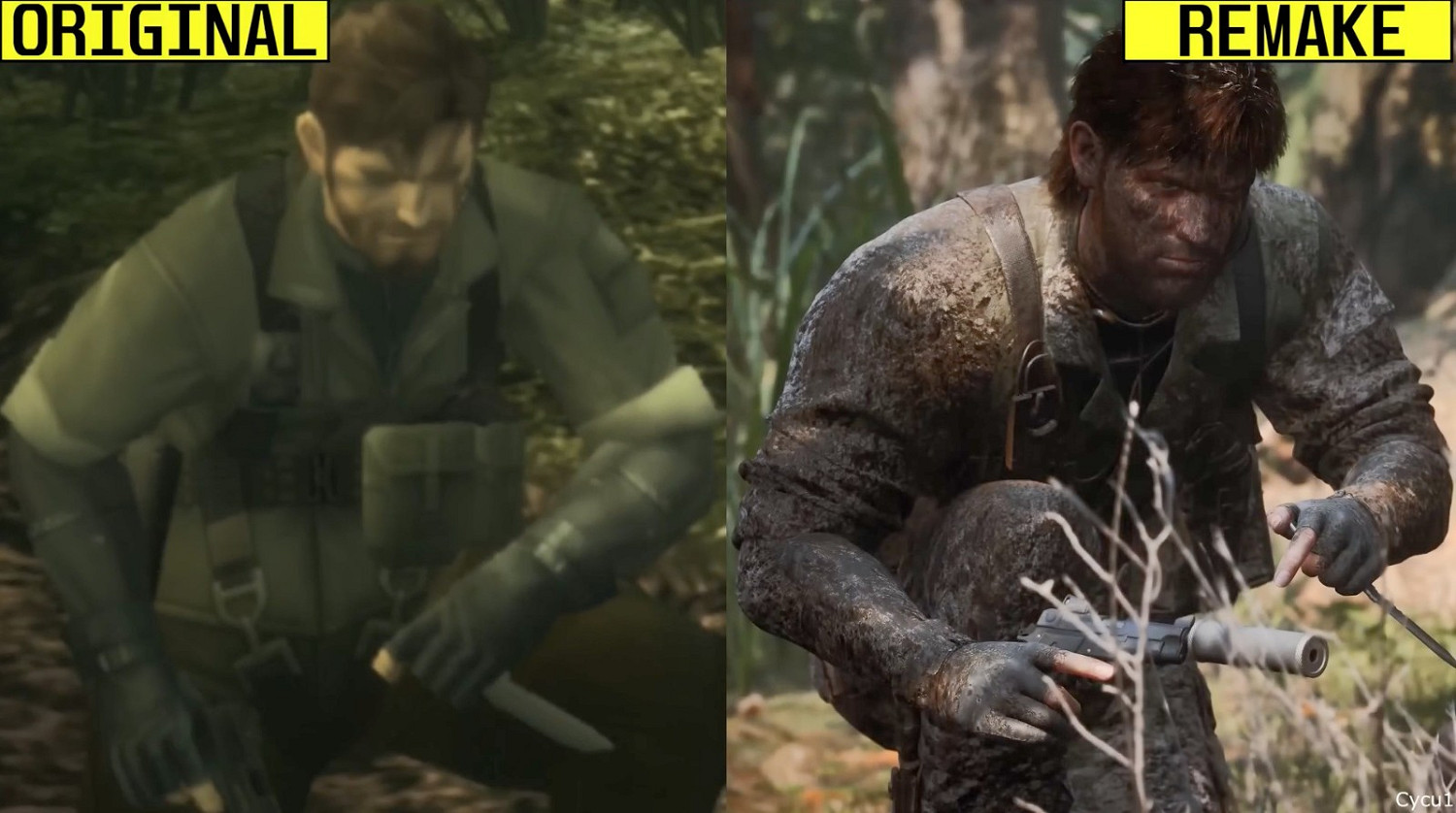 《潛龍諜影Δ：食蛇者》和《潛龍諜影3》畫面對比