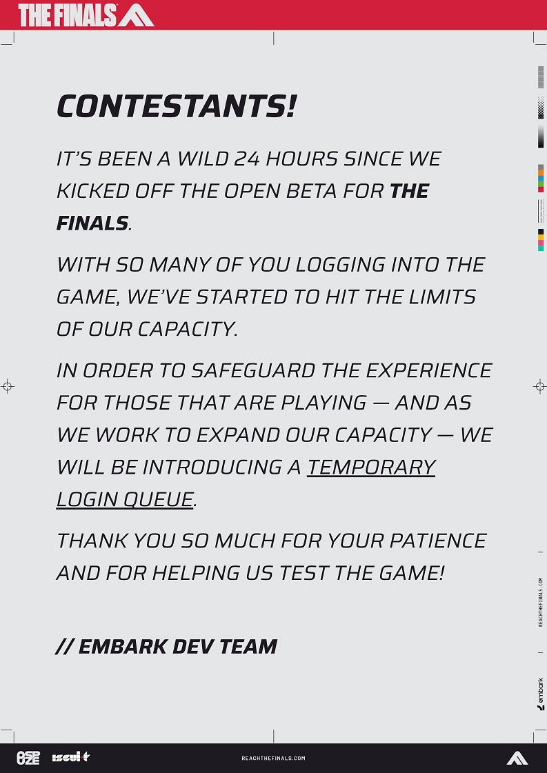 這麽好玩？《The Finals》公測玩家太多 伺服器被擠爆