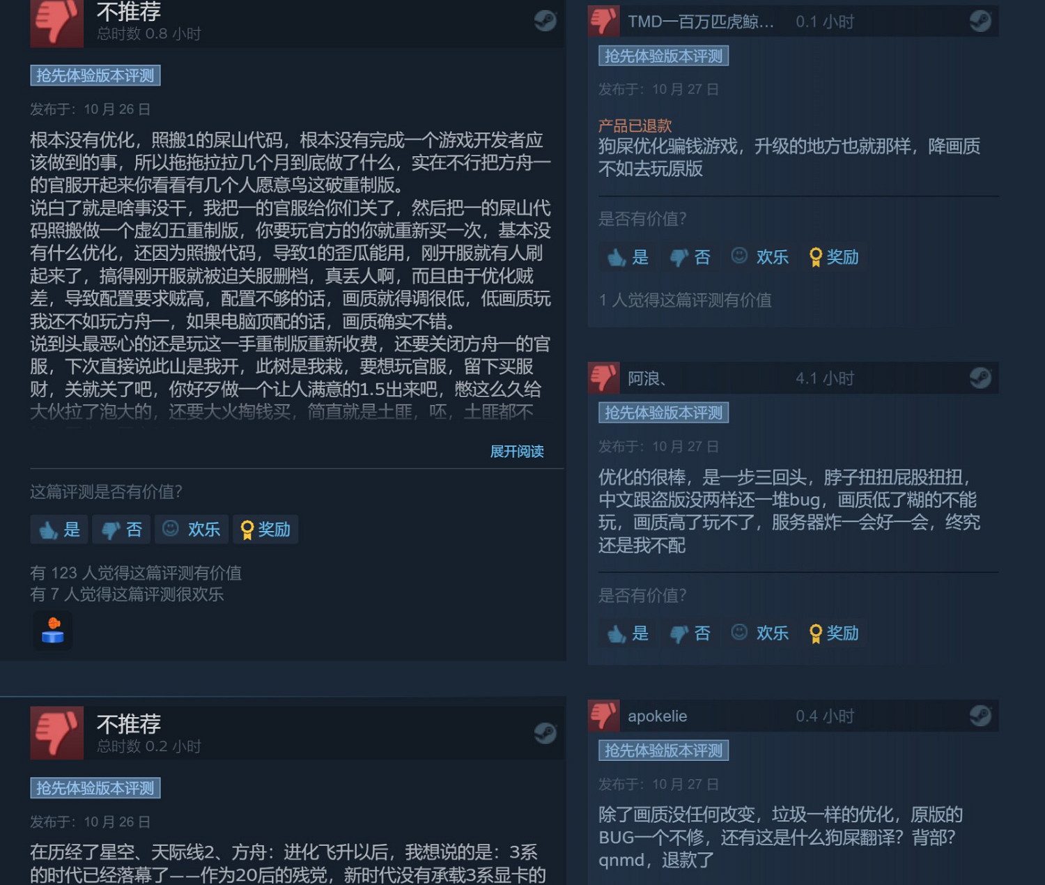 《方舟生存進化》虛幻5升級版 中文區評價差評如潮！