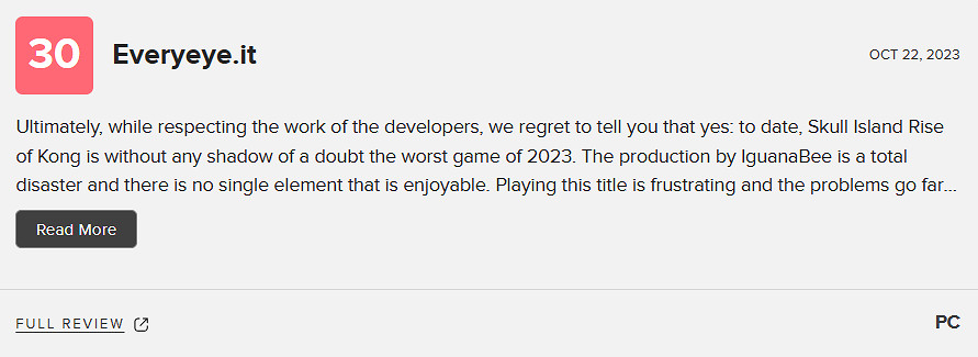 《金剛崛起》M站媒體均分23分 :簡直就是一場災難! 《金剛崛起》M站媒體均分23分 :簡直就是一場災難!
