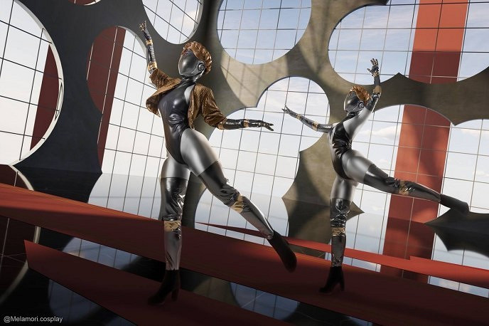 俄羅斯小姐姐COS《原子之心》雙生舞伶 蜂腰肥臀養眼