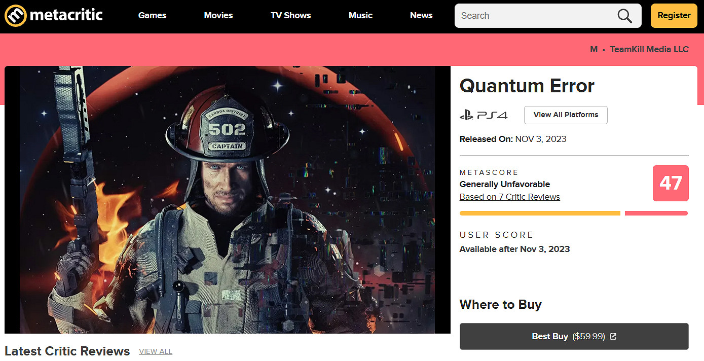 《量子誤差》M站媒體47分:除非徹底改造 更新檔無法拯救