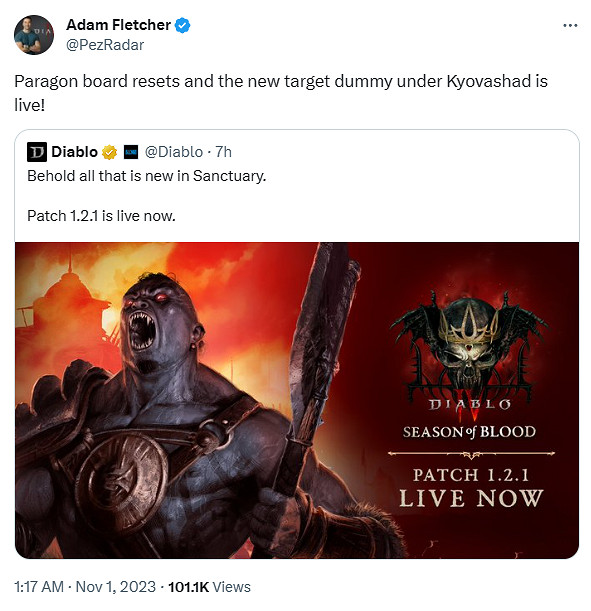 《暗黑4》1.2.1版本已更新！重置巔峰盤和訓練假人上線