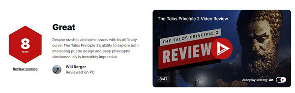 《塔洛斯的法則2》全球媒體評分解禁：M站均分86分