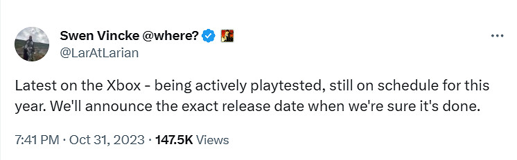 曝《柏德之門3》XSX|S版將在2023年12月6日正式發售! 曝《柏德之門3》XSX|S版將在2023年12月6日正式發售!