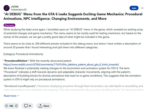 《GTA6》AI DEBUG選單泄露:NPC能根據玩家行為互動! 《GTA6》AI DEBUG選單泄露:NPC能根據玩家行為互動!