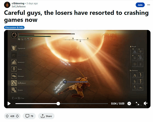 《艾爾登法環》PC版漏洞再現:駭客入侵迫使遊戲崩潰 《艾爾登法環》PC版漏洞再現:駭客入侵迫使遊戲崩潰