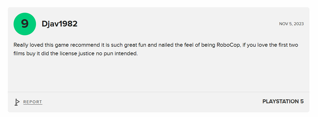 《機械戰警：暴戾都市》M站玩家評分9.1：粉絲向佳作