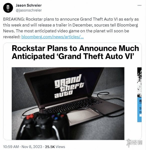 晚報:曝R星本周公布《GTA6》 日本上半年熱門遊戲