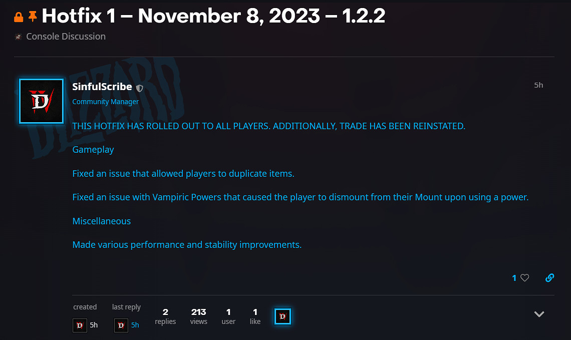 《暗黑4》熱修更新檔上線!交易系統恢複 複製bug被修復 《暗黑4》熱修更新檔上線!交易系統恢複 複製bug被修復