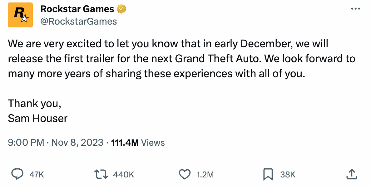 早報:《GTA6》官宣推文破紀錄 《驚隊2》開分 早報:《GTA6》官宣推文破紀錄 《驚隊2》開分