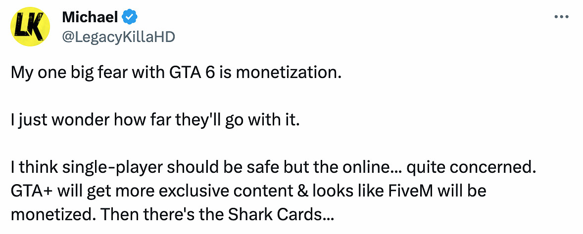 國外玩家開始擔憂《GTA6》內購:別再充錢就能變強了 國外玩家開始擔憂《GTA6》內購:別再充錢就能變強了