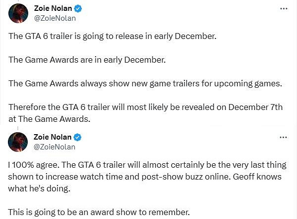 玩家預測:《GTA6》首支預告片將在今年的TGA公布 玩家預測:《GTA6》首支預告片將在今年的TGA公布