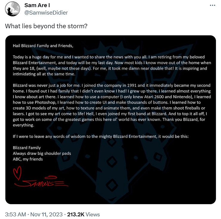 暴雪藝術總監宣布退休!工作32年曾創造《魔獸》熊貓人 暴雪藝術總監宣布退休!工作32年曾創造《魔獸》熊貓人