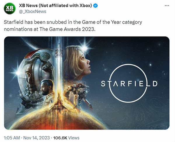 TGA23：年度最佳提名沒有一款Xbox遊戲 引起網友質疑