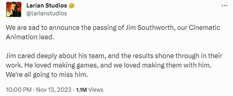 《柏德之門3》遊戲動畫主管去世 拉瑞安痛失大將 《柏德之門3》遊戲動畫主管去世 拉瑞安痛失大將